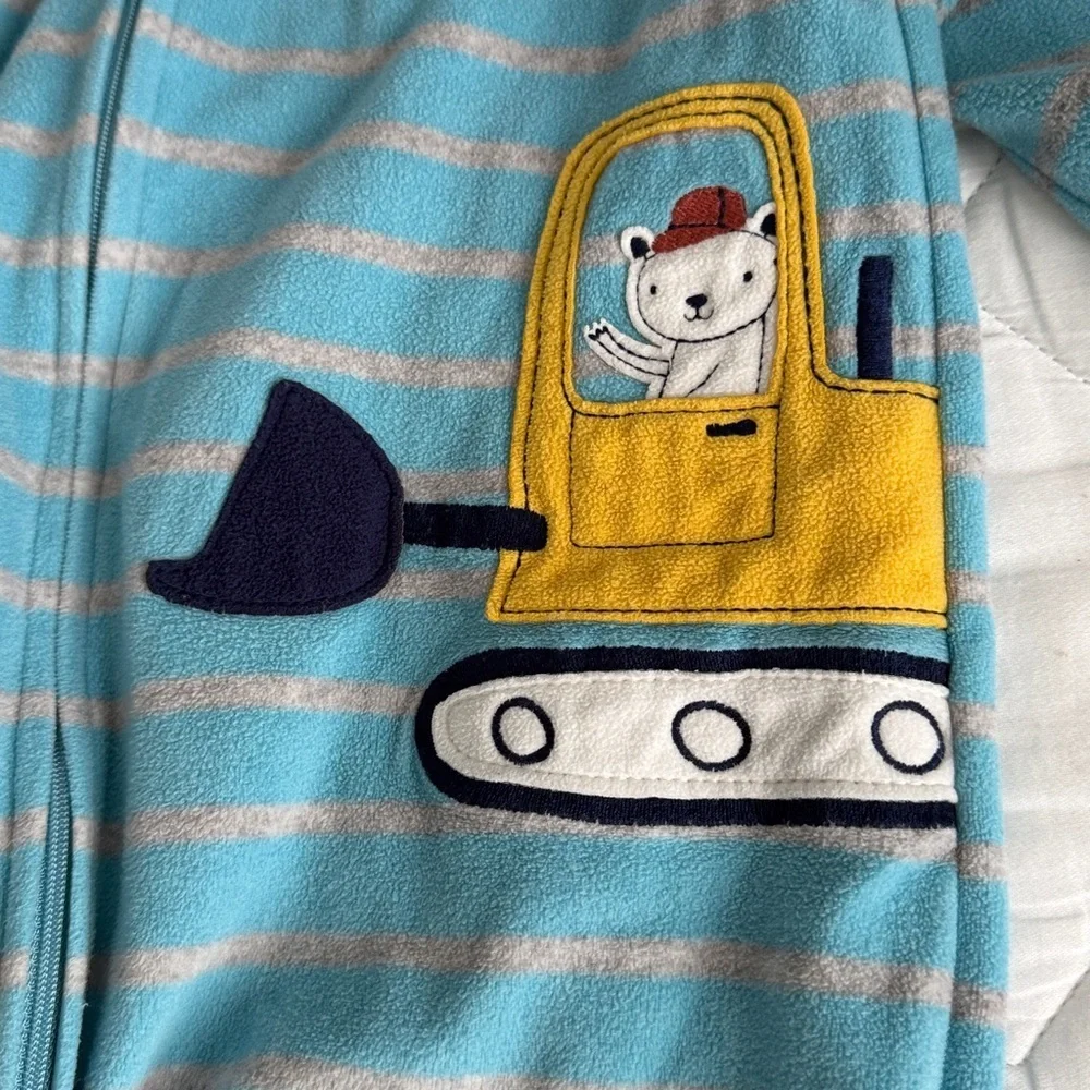 Carter's Blue and White Striped Footie with Submarine